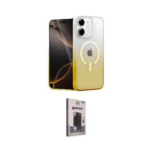 ieg™ iPhone 11 Kılıf Eksen Minimal Özel Seri - Siyah Bilvis Hayalet Cam Ekran Koruyucu