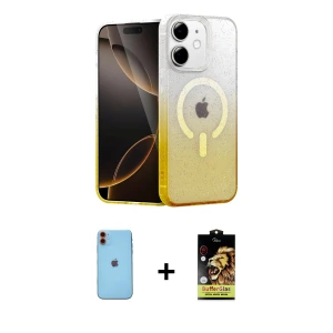 ieg™ iPhone 11 Kılıf Eksen Minimal Özel Seri - Siyah Buffer Cam Ekran Koruyucu + Neon Fosforlu Kamera Lens - TU