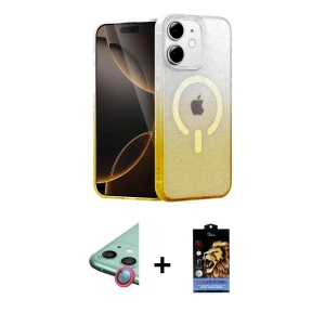 ieg™ iPhone 11 Kılıf Eksen Minimal Özel Seri - Siyah Buffer Hayalet Cam Ekran Koruyucu + Raze Metal Kamera Lens - KI