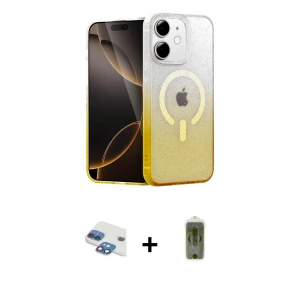 ieg™ iPhone 11 Kılıf Eksen Minimal Özel Seri - Siyah Joko Magic 5D Hayalet Cam + Pers Alüminyum Kamera Lens - GI