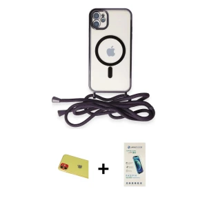 ieg™ iPhone 11 Kılıf Eksen Özel Seri - Şeffaf Pasifik Cam Ekran Koruyucu + Rainbow Kamera Lens Koruma Cam - KI