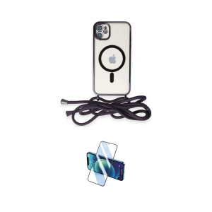 ieg™ iPhone 11 Kılıf Eksen Özel Seri - Siyah 3D Antistatik Cam Ekran Koruyucu