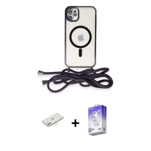 ieg™ iPhone 11 Kılıf Eksen Özel Seri - Siyah Bilvis 5in1 3D Magic Cam Ekran Koruyucu + Renkli Kamera Lens Koruma Cam - YL