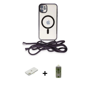 ieg™ iPhone 11 Kılıf Eksen Özel Seri - Siyah Joko Magic 5D Hayalet Cam + Renkli Kamera Lens Koruma Cam - TU