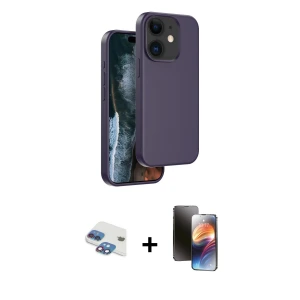ieg™ iPhone 11 Kılıf Kıvılcım Çizgi Serisi - Siyah 3D Antistatik Mat Seramik Nano Ekran Koruyucu + Pers Alüminyum Kamera Lens - GI