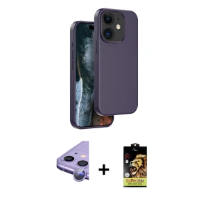 ieg™ iPhone 11 Kılıf Kıvılcım Çizgi Serisi - Siyah Buffer Cam Ekran Koruyucu + Raze Metal Kamera Lens - MR