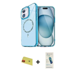 ieg™ iPhone 11 Kılıf Kıvılcım Form Prime - Şeffaf Pasifik Cam Ekran Koruyucu + Rainbow Kamera Lens Koruma Cam - KI