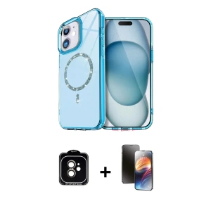 ieg™ iPhone 11 Kılıf Kıvılcım Form Prime - Siyah 3D Antistatik Mat Seramik Nano Ekran Koruyucu + PVD Metal Kamera Lens - TU