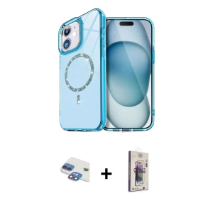 ieg™ iPhone 11 Kılıf Kıvılcım Form Prime - Siyah Bilvis 3D Cam Ekran Koruyucu + Pers Alüminyum Kamera Lens - GI