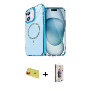 ieg™ iPhone 11 Kılıf Kıvılcım Form Prime - Siyah Bilvis 3D Cam Ekran Koruyucu + Rainbow Kamera Lens Koruma Cam - KI