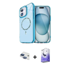 ieg™ iPhone 11 Kılıf Kıvılcım Form Prime - Siyah Bilvis 5in1 5D Magic Hayalet Cam Ekran Koruyucu + Pers Alüminyum Kamera Lens - LT