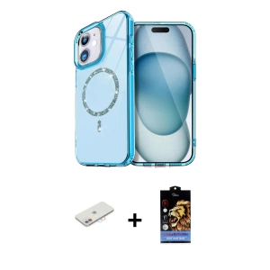 ieg™ iPhone 11 Kılıf Kıvılcım Form Prime - Siyah Buffer Hayalet Cam Ekran Koruyucu + Renkli Kamera Lens Koruma Cam - PE