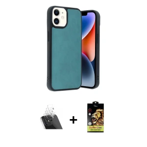 ieg™ iPhone 11 Kılıf Kıvılcım Işık Serisi - Siyah Buffer Cam Ekran Koruyucu + Kamera Lens Koruma Cam - SF