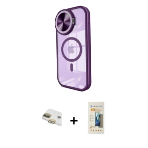 ieg™ iPhone 11 Kılıf Kıvılcım Modern Koleksiyonu - Siyah 6D Mat Seramik Hayalet Nano Ekran Koruyucu + Pers Alüminyum Kamera Lens - GD