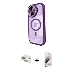 ieg™ iPhone 11 Kılıf Kıvılcım Modern Koleksiyonu - Siyah Bilvis 3D Mat Cam Ekran Koruyucu + Pers Alüminyum Kamera Lens - GD