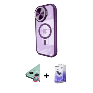 ieg™ iPhone 11 Kılıf Kıvılcım Modern Koleksiyonu - Siyah Bilvis 5in1 5D Magic Hayalet Cam Ekran Koruyucu + Raze Metal Kamera Lens - KI