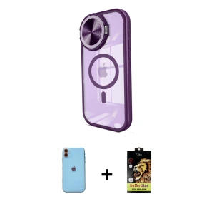ieg™ iPhone 11 Kılıf Kıvılcım Modern Koleksiyonu - Siyah Buffer Cam Ekran Koruyucu + Neon Fosforlu Kamera Lens - TU