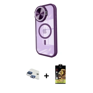 ieg™ iPhone 11 Kılıf Kıvılcım Modern Koleksiyonu - Siyah Buffer Cam Ekran Koruyucu + Pers Alüminyum Kamera Lens - LT