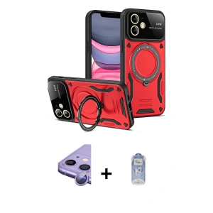 ieg™ iPhone 11 Kılıf Kıvılcım Modern Serisi - Siyah Joko Magic 5D Cam + Raze Metal Kamera Lens - MR