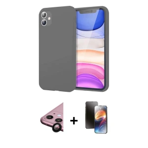 ieg™ iPhone 11 Kılıf Kozmos Yansıma Özel Seri - Siyah 3D Antistatik Mat Seramik Nano Ekran Koruyucu + Raze Metal Kamera Lens - SH