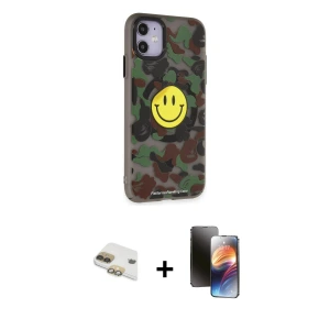 ieg™ iPhone 11 Kılıf Nova Doku Koleksiyonu - Siyah 3D Antistatik Mat Seramik Nano Ekran Koruyucu + Pers Alüminyum Kamera Lens - GD