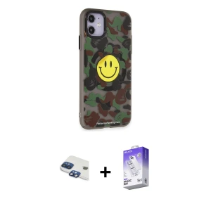 ieg™ iPhone 11 Kılıf Nova Doku Koleksiyonu - Siyah Bilvis 5in1 3D Magic Cam Ekran Koruyucu + Pers Alüminyum Kamera Lens - LT