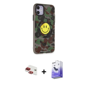 ieg™ iPhone 11 Kılıf Nova Doku Koleksiyonu - Siyah Bilvis 5in1 5D Magic Hayalet Cam Ekran Koruyucu + Pers Alüminyum Kamera Lens - KI
