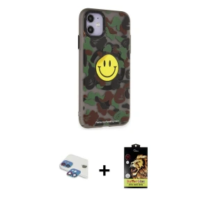 ieg™ iPhone 11 Kılıf Nova Doku Koleksiyonu - Siyah Buffer Cam Ekran Koruyucu + Pers Alüminyum Kamera Lens - GI