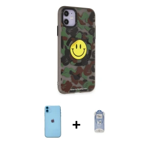ieg™ iPhone 11 Kılıf Nova Doku Koleksiyonu - Siyah Joko Magic 5D Cam + Neon Fosforlu Kamera Lens - MI
