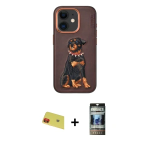 ieg™ iPhone 11 Kılıf Nova Form Koleksiyonu - Siyah 34D Hayalet Izgaralı Cam + Rainbow Kamera Lens Koruma Cam - KI