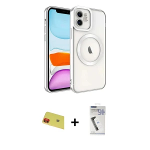 ieg™ iPhone 11 Kılıf Nova Işık Özel Seri - Şeffaf Uv Polymer Nano Ekran Koruyucu + Rainbow Kamera Lens Koruma Cam - KI