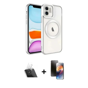 ieg™ iPhone 11 Kılıf Nova Işık Özel Seri - Siyah 3D Antistatik Mat Seramik Nano Ekran Koruyucu + Kamera Lens Koruma Cam - SF