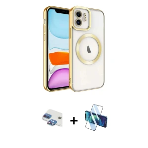 ieg™ iPhone 11 Kılıf Nova Işık Özel Seri - Siyah 3D Antistatik Seramik Nano Ekran Koruyucu + Pers Alüminyum Kamera Lens - GI