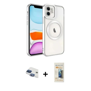 ieg™ iPhone 11 Kılıf Nova Işık Özel Seri - Siyah 6D Mat Seramik Hayalet Nano Ekran Koruyucu + Pers Alüminyum Kamera Lens - LT