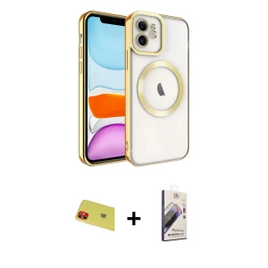 ieg™ iPhone 11 Kılıf Nova Işık Özel Seri - Siyah Bilvis 3D Mat Cam Ekran Koruyucu + Rainbow Kamera Lens Koruma Cam - KI