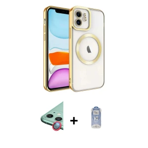 ieg™ iPhone 11 Kılıf Nova Işık Özel Seri - Siyah Joko Magic 5D Cam + Raze Metal Kamera Lens - KI
