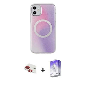 ieg™ iPhone 11 Kılıf Pusula Form - Siyah Bilvis 5in1 3D Magic Cam Ekran Koruyucu + Pers Alüminyum Kamera Lens - KI