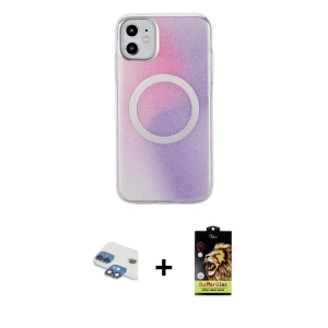 ieg™ iPhone 11 Kılıf Pusula Form - Siyah Buffer Cam Ekran Koruyucu + Pers Alüminyum Kamera Lens - GI