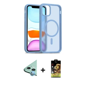 ieg™ iPhone 11 Kılıf Siluet Minimal Prime - Siyah Buffer Cam Ekran Koruyucu + Raze Metal Kamera Lens - MI