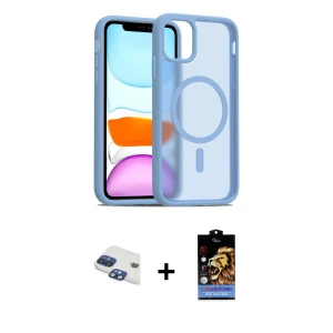 ieg™ iPhone 11 Kılıf Siluet Minimal Prime - Siyah Buffer Hayalet Cam Ekran Koruyucu + Pers Alüminyum Kamera Lens - LT