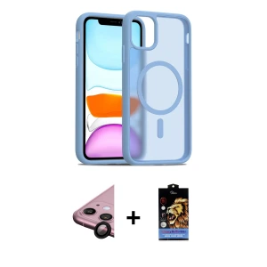 ieg™ iPhone 11 Kılıf Siluet Minimal Prime - Siyah Buffer Hayalet Cam Ekran Koruyucu + Raze Metal Kamera Lens - SH
