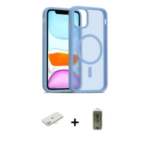 ieg™ iPhone 11 Kılıf Siluet Minimal Prime - Siyah Joko Magic 5D Hayalet Cam + Renkli Kamera Lens Koruma Cam - YL