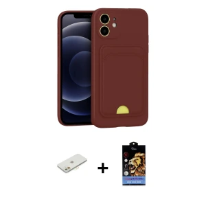 ieg™ iPhone 11 Kılıf Vadi Çizgi Prime - Siyah Buffer Hayalet Cam Ekran Koruyucu + Renkli Kamera Lens Koruma Cam - TU