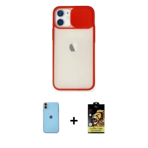 ieg™ iPhone 11 Kılıf Vadi Çizgi - Siyah Buffer Cam Ekran Koruyucu + Neon Fosforlu Kamera Lens - TU