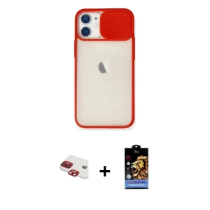 ieg™ iPhone 11 Kılıf Vadi Çizgi - Siyah Buffer Hayalet Cam Ekran Koruyucu + Pers Alüminyum Kamera Lens - KI