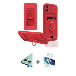ieg™ iPhone 11 Kılıf Vadi Form Prime - Siyah 3D Antistatik Cam Ekran Koruyucu + Raze Metal Kamera Lens - MI