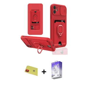 ieg™ iPhone 11 Kılıf Vadi Form Prime - Siyah Bilvis 5in1 3D Magic Cam Ekran Koruyucu + Rainbow Kamera Lens Koruma Cam - KI