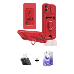 ieg™ iPhone 11 Kılıf Vadi Form Prime - Siyah Bilvis 5in1 5D Magic Hayalet Cam Ekran Koruyucu + Kamera Lens Koruma Cam - SF