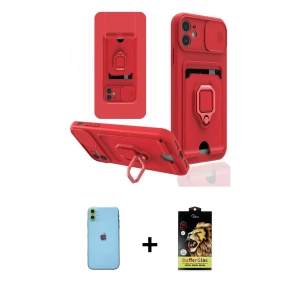 ieg™ iPhone 11 Kılıf Vadi Form Prime - Siyah Buffer Cam Ekran Koruyucu + Neon Fosforlu Kamera Lens - YL