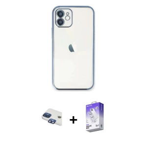 ieg™ iPhone 11 Kılıf Vadi Minimal - Siyah Bilvis 5in1 3D Magic Cam Ekran Koruyucu + Pers Alüminyum Kamera Lens - LT